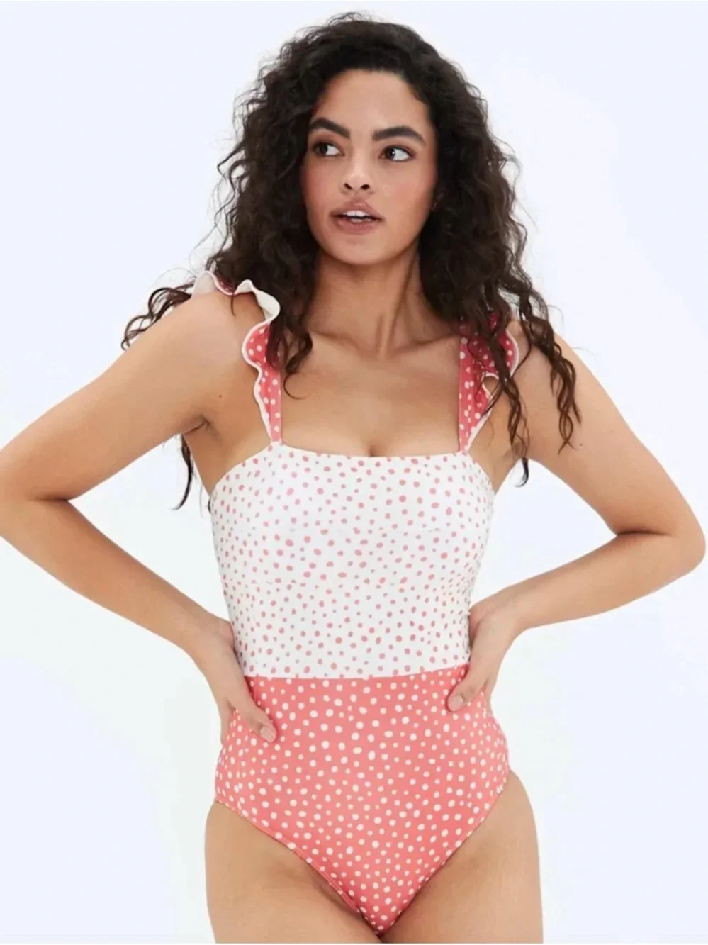 summersalt Coral Ruffles Oasis one piece Sz 4